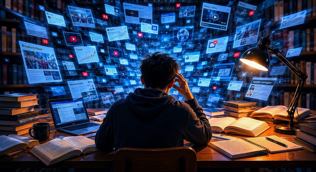 Die permanente Informationsflut erschwert konzentriertes Denken. Symbolbild: © Christian Breier, erstellt mit KI